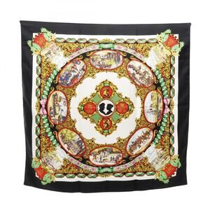 HERMES Authentic Black Silk Scarf